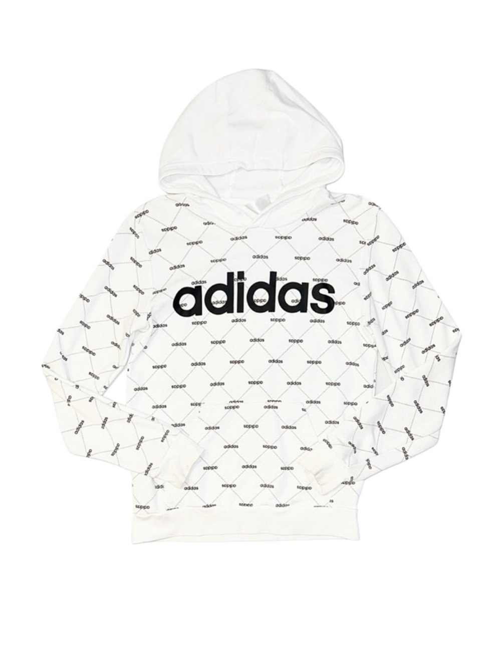 ADIDAS Men's White And Black Long Sleeve Hoodie Size Small
